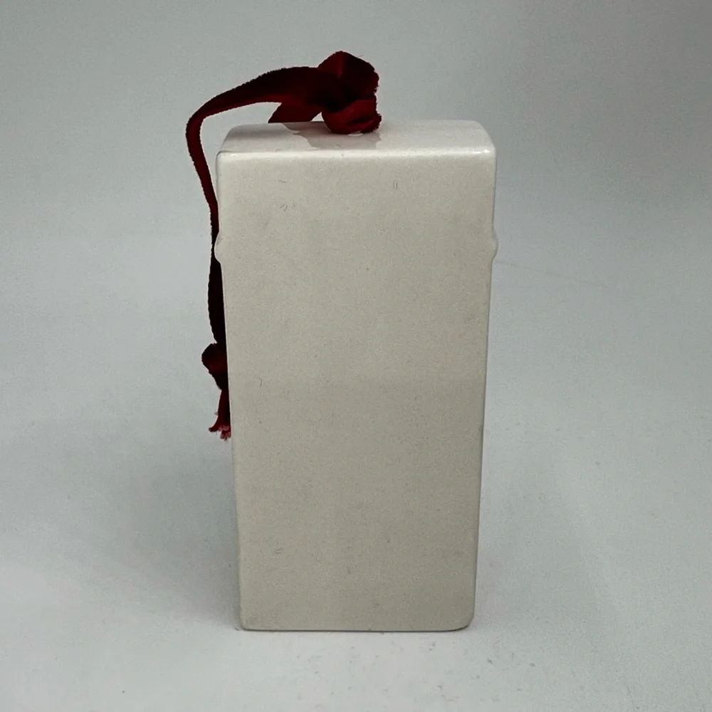 Crate and Barrel Ceramic White Brownstone Christmas Ornament